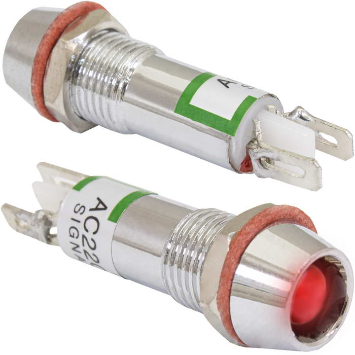 Светодиоды в корпусе L-615-R  220v  (8mm) RUICHI
