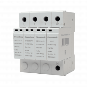 Модульные Устройство защиты импульсных перенапряжений SPD23J-T1-3NPE15AC385 T1 3+NPE 50kA 385V 4х модуль Elcomtech