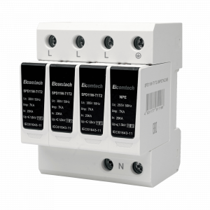 Модульные Устройство защиты импульсных перенапряжений SPD11W-T1T2-3NPE7AC385 T1T2 3+NPE 50kA 385V 4х модуль Elcomtech