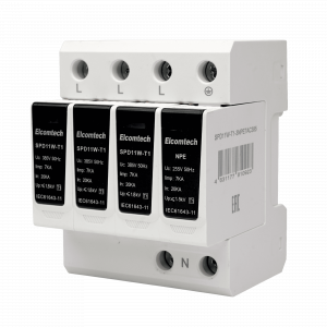 Модульные Устройство защиты импульсных перенапряжений SPD11W-T1-3NPE7AC385 T1 3+NPE 50kA 385V 4х модуль Elcomtech