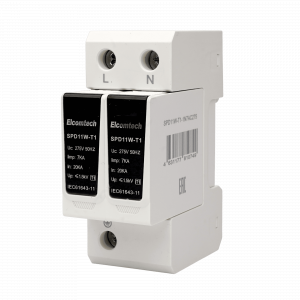 Модульные Устройство защиты импульсных перенапряжений SPD11W-T1-1N7AC275 T1 2P 50kA 275V 2х модуль Elcomtech