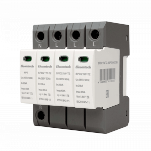 Модульные Устройство защиты импульсных перенапряжений SPD21W-T2-3NPE40AC385 T2 3+NPE 40kA 385V 4х модуль Elcomtech