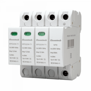 Модульные Устройство защиты импульсных перенапряжений SPD22W-T1-3NPE12.5AC385 T1 3+NPE 50kA 385V 4х модуль Elcomtech