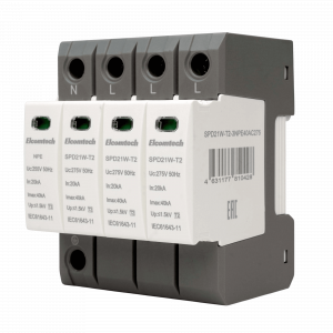 Модульные Устройство защиты импульсных перенапряжений SPD21W-T2-3NPE40AC275 T2 3+NPE 40kA 275V 4х модуль Elcomtech