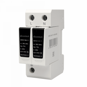 Модульные Устройство защиты импульсных перенапряжений SPD11W-T1-1N7AC385 T1 2P 50kA 385V 2х модуль Elcomtech