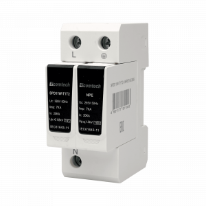 Модульные Устройство защиты импульсных перенапряжений SPD11W-T1T2-1NPE7AC385 T1T2 1+NPE 50kA 385V 2х модуль Elcomtech