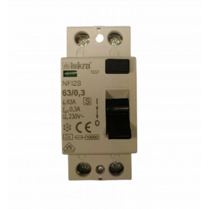 Модульные Устройство защитного отключения NFI2S-63/0.3 УЗО 2P 63A 300mA 2х модуль ISKRA