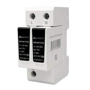 Модульные Устройство защиты импульсных перенапряжений SPD11W-T1T2-1N7AC275R T1T2 2P 50kA 275V Remote 2х модуль Elcomtech