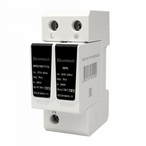 Модульные Устройство защиты импульсных перенапряжений SPD11W-T1T2-1NPE7AC275 T1T2 1+NPE 50kA 275V 2х модуль Elcomtech