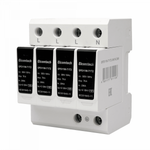 Модульные Устройство защиты импульсных перенапряжений SPD11W-T1T2-3N7AC385 T1T2 4P 50kA 385V 4х модуль Elcomtech