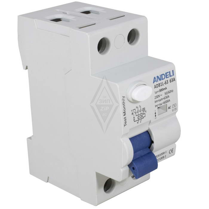 Автоматические выключатели ADB1L-63 2P 63A 300mA тип AC 6kA ANDELI Автоматические выключатели ADB1L-63 2P 63A 300mA тип AC 6kA ANDELI