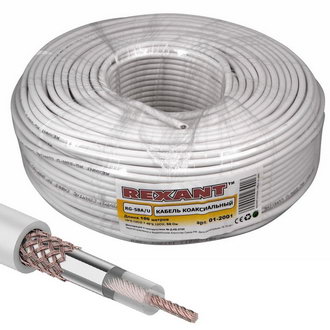 Коаксиальный кабель 01-2001 RG-58 A/U 64% 100м(б) REXANT Коаксиальный кабель 01-2001 RG-58 A/U 64% 100м(б) REXANT