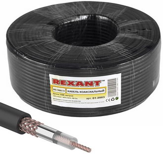 Коаксиальный кабель 01-2003 RG-58 A/U 64% 100м(ч) REXANT Коаксиальный кабель 01-2003 RG-58 A/U 64% 100м(ч) REXANT