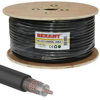 Коаксиальный кабель 01-2041 RG-213 96% 100м(ч) REXANT Коаксиальный кабель 01-2041 RG-213 96% 100м(ч) REXANT