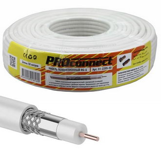 Коаксиальный кабель 01-2205-50 RG-6U 48% 50м(б) PROCONNECT Коаксиальный кабель 01-2205-50 RG-6U 48% 50м(б) PROCONNECT
