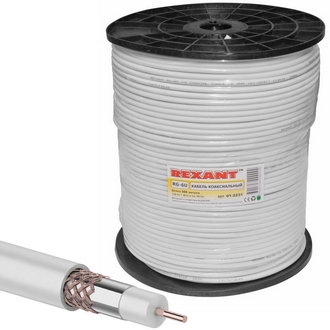 Коаксиальный кабель 01-2231 RG-6U+Cu 64% 305м(б) REXANT Коаксиальный кабель 01-2231 RG-6U+Cu 64% 305м(б) REXANT