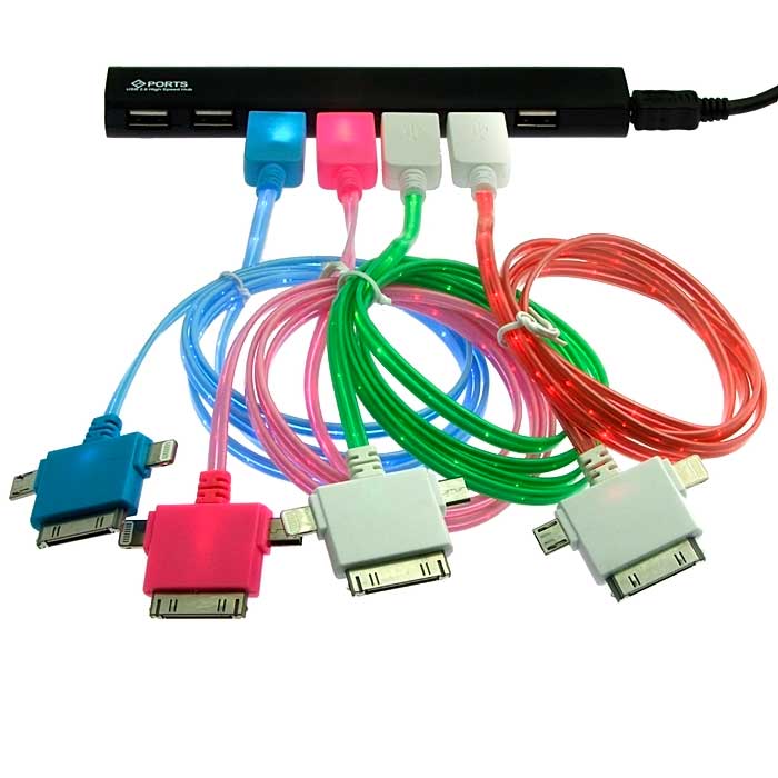 Шнуры для мобильных устройств MicroUSB/iphone 4/5 Flat Light 1m 