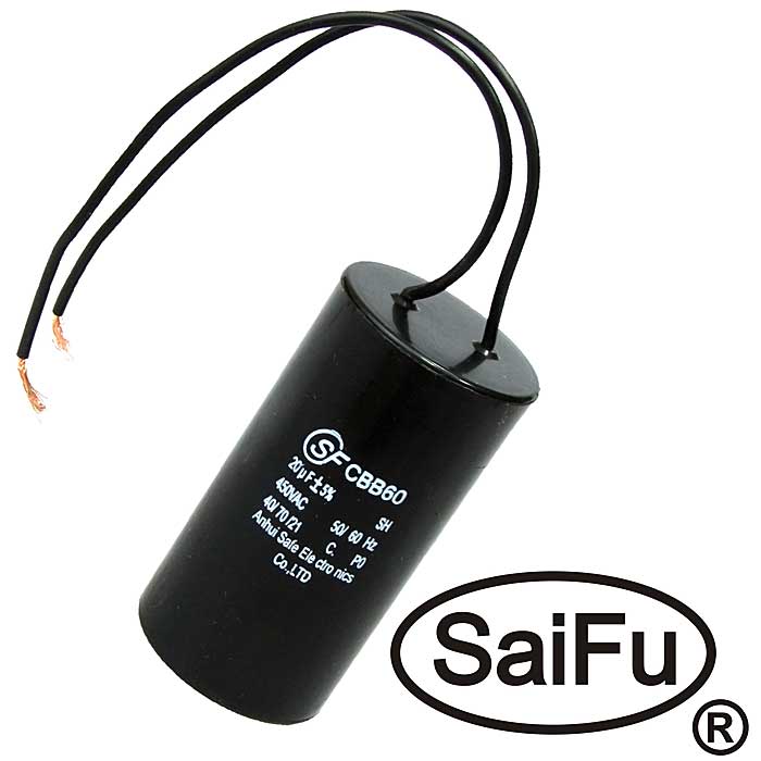 Пусковые конденсаторы CBB60  20uF  450V WIRE (SAIFU) SAIFU