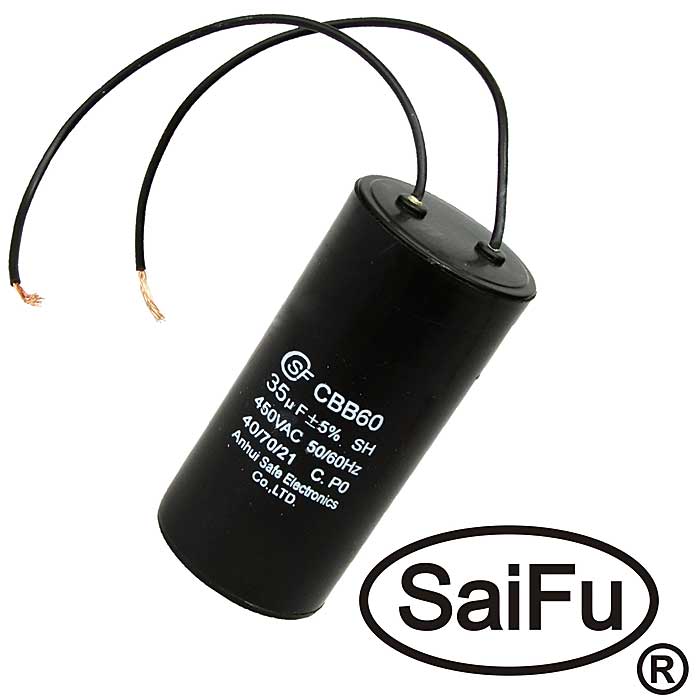 Пусковые конденсаторы CBB60  35uF  450V WIRE (SAIFU) SAIFU