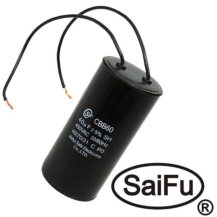 Пусковые конденсаторы CBB60  40uF  450V WIRE (SAIFU) SAIFU