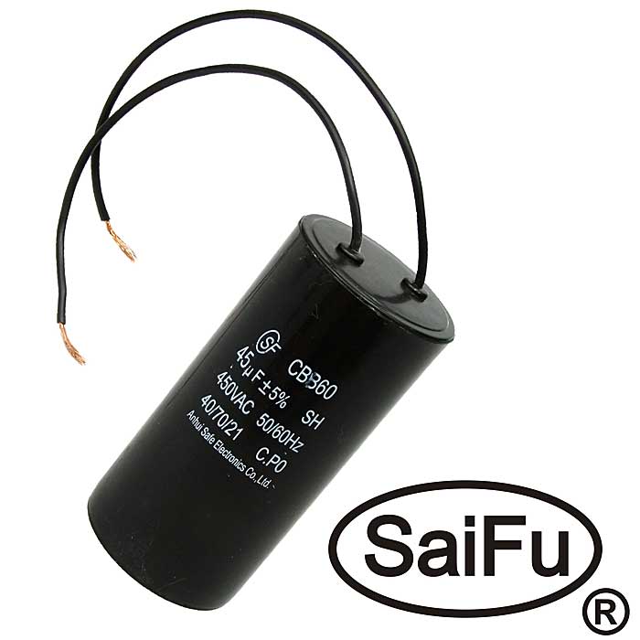 Пусковые конденсаторы CBB60  45uF  450V WIRE (SAIFU) SAIFU