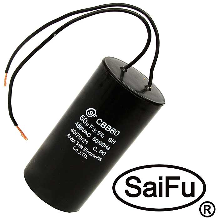 Пусковые конденсаторы CBB60  50uF  450V WIRE (SAIFU) SAIFU