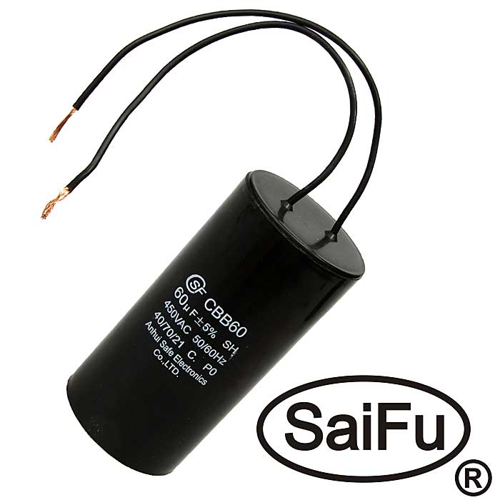 Пусковые конденсаторы CBB60  60uF  450V WIRE (SAIFU) SAIFU