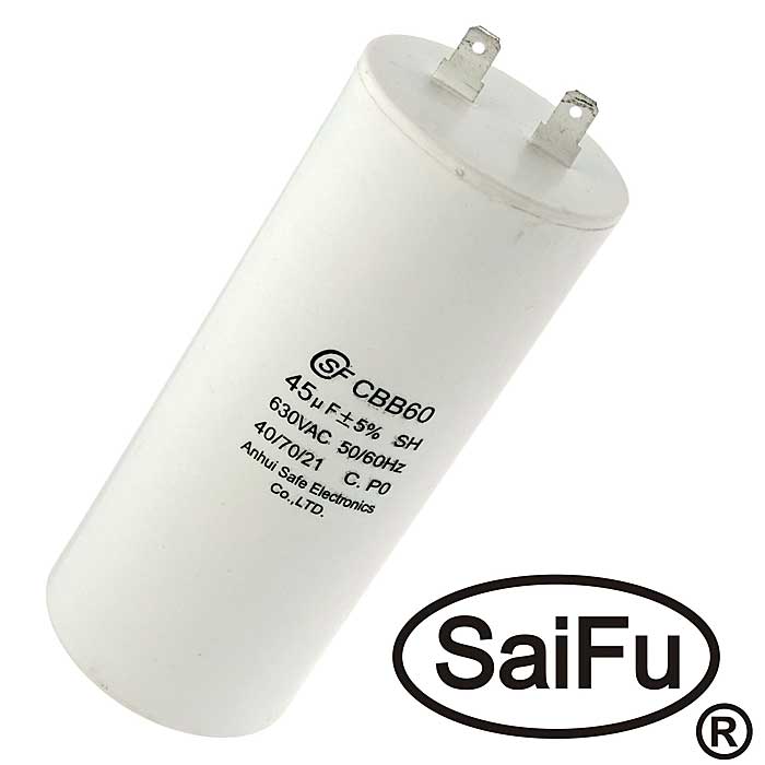 Пусковые конденсаторы CBB60  45uF  630V (SAIFU) SAIFU