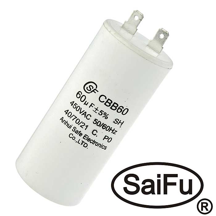Пусковые конденсаторы CBB60  60uF  450V  (SAIFU) SAIFU