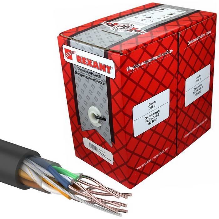 Витая пара 01-0045 U/UTP 5e PE 4PR 24AWG 305м REXANT