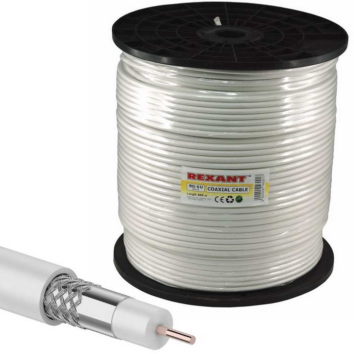 Коаксиальный кабель 01-2203 RG-6U 64% 305м(б) REXANT