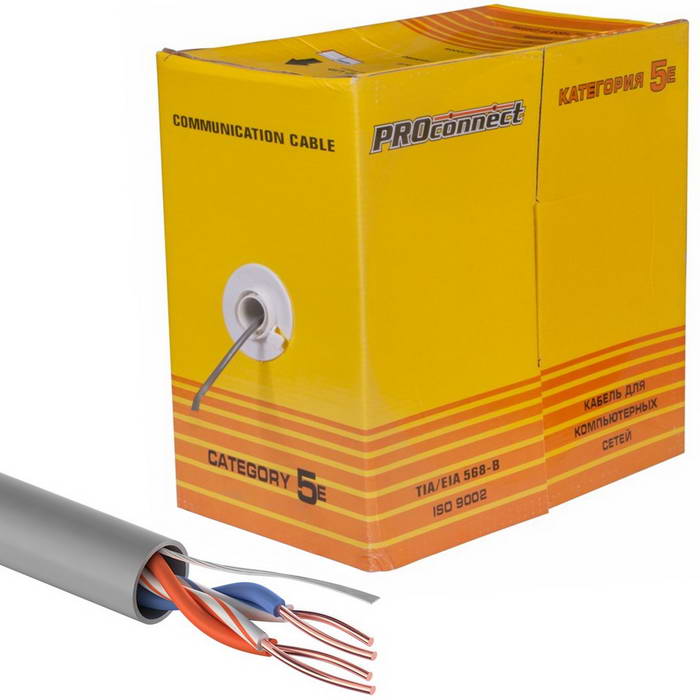 Витая пара 01-0022-3 U/UTP 5ePVC 2PR24AWG 305м REXANT