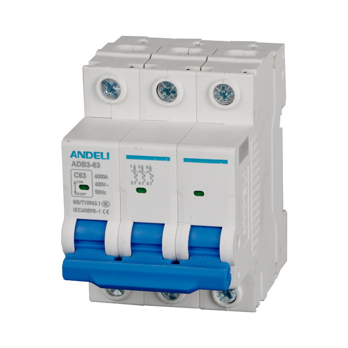 Автоматические выключатели ADB3-63/3P 20A 6kA х-ка C ANDELI