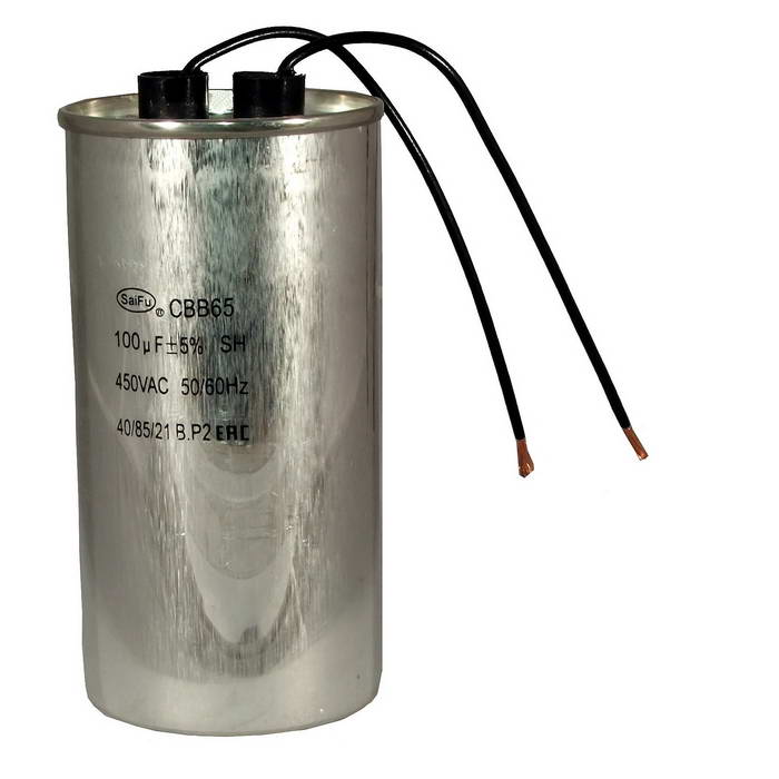Пусковые конденсаторы CBB65 100uF  450V WIRE (SAIFU) SAIFU